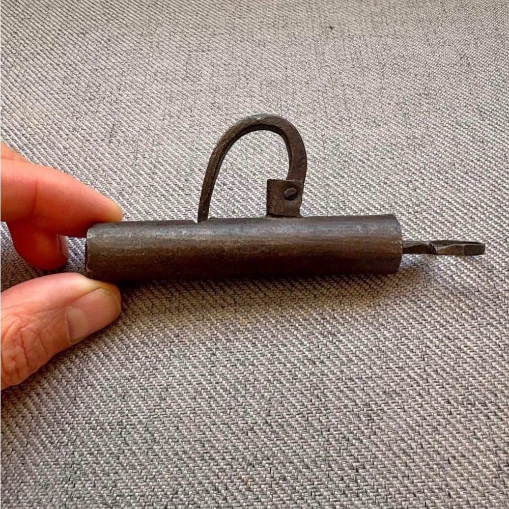 Antique Hand Forged Barrel Pad Lock Cylindrical 1800’s Rare